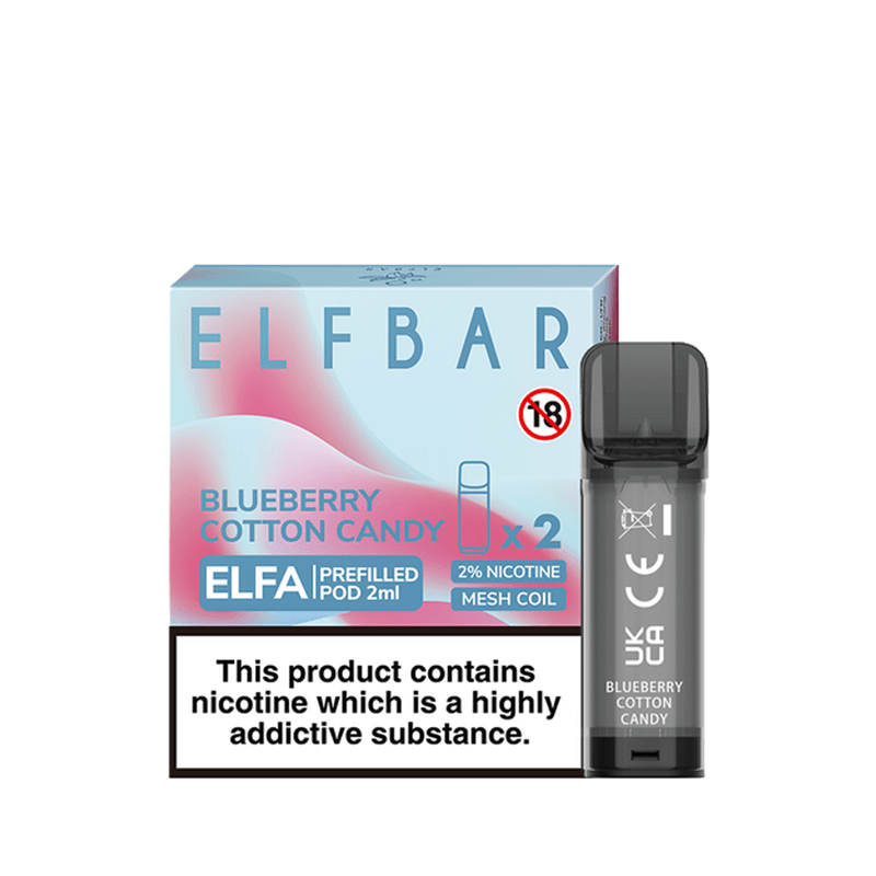 Blueberry Cotton Candy Elfa Elf Bar Prefilled Pods - Pack of 2