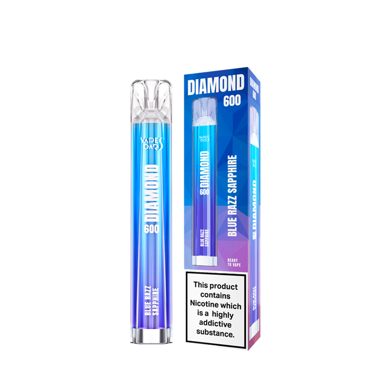 Vapes Bars Diamond 600 Puff Disposable Vape Device Blue Razz Saphire by Driplocker